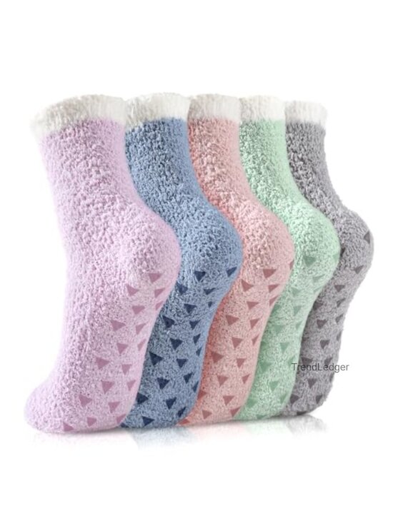 Other - Fuzzy Slipper Socks Non Slip Grips Polyester Spandex Warm Winter